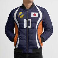 Custom Japan Volleyball Bomber Puffer Jacket Sporty Style Navy Color
