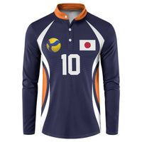 Custom Japan Volleyball Button Sweatshirt Sporty Style Navy Color