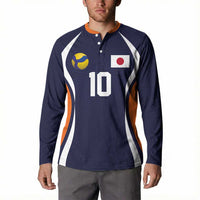 Custom Japan Volleyball Button Sweatshirt Sporty Style Navy Color