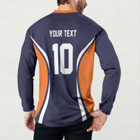 Custom Japan Volleyball Button Sweatshirt Sporty Style Navy Color