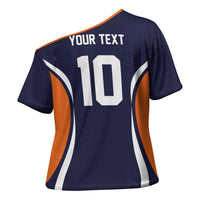 Custom Japan Volleyball Cross Shoulder Shirt Sporty Style Navy Color