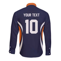 Custom Japan Volleyball Long Sleeve Button Shirt Sporty Style Navy Color