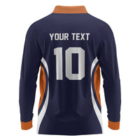 Custom Japan Volleyball Long Sleeve Polo Shirt Sporty Style Navy Color