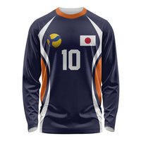 Custom Japan Volleyball Long Sleeve Shirt Sporty Style Navy Color