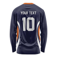 Custom Japan Volleyball Long Sleeve Shirt Sporty Style Navy Color