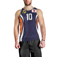 Custom Japan Volleyball Men Tank Top Sporty Style Navy Color