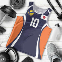 Custom Japan Volleyball Men Tank Top Sporty Style Navy Color