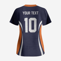 Custom Japan Volleyball Scrub Top Sporty Style Navy Color