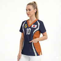 Custom Japan Volleyball Scrub Top Sporty Style Navy Color