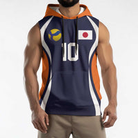 Custom Japan Volleyball Sleeveless Hoodie Sporty Style Navy Color