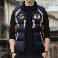 Custom Japan Volleyball Sleeveless Puffer Jacket Sporty Style Navy Color