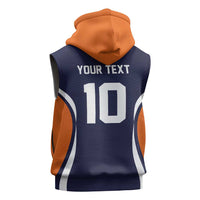 Custom Japan Volleyball Sleeveless Zip Hoodie Sporty Style Navy Color