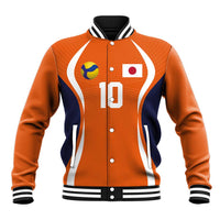 Custom Japan Volleyball Baseball Jacket Sporty Style Orange Color