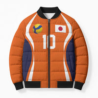 Custom Japan Volleyball Bomber Puffer Jacket Sporty Style Orange Color