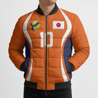 Custom Japan Volleyball Bomber Puffer Jacket Sporty Style Orange Color