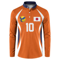 Custom Japan Volleyball Button Sweatshirt Sporty Style Orange Color