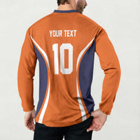 Custom Japan Volleyball Button Sweatshirt Sporty Style Orange Color