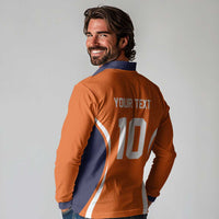 Custom Japan Volleyball Long Sleeve Polo Shirt Sporty Style Orange Color