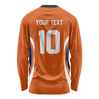 Custom Japan Volleyball Long Sleeve Shirt Sporty Style Orange Color