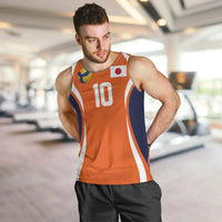 Custom Japan Volleyball Men Tank Top Sporty Style Orange Color
