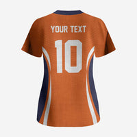 Custom Japan Volleyball Scrub Top Sporty Style Orange Color