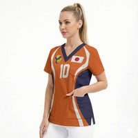 Custom Japan Volleyball Scrub Top Sporty Style Orange Color