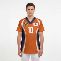 Custom Japan Volleyball Scrub Top Sporty Style Orange Color