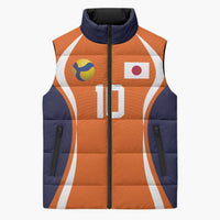Custom Japan Volleyball Sleeveless Puffer Jacket Sporty Style Orange Color