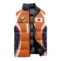 Custom Japan Volleyball Sleeveless Puffer Jacket Sporty Style Orange Color