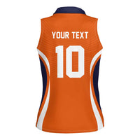 Custom Japan Volleyball Women Sleeveless Polo Shirt Sporty Style Orange Color