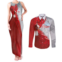 Poland Eagle and Winged Hussar Couples Matching Tank Maxi Dress and Long Sleeve Button Shirt Grunge Sporty Style