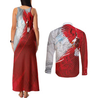 Poland Eagle and Winged Hussar Couples Matching Tank Maxi Dress and Long Sleeve Button Shirt Grunge Sporty Style