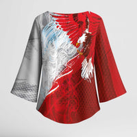 Poland Eagle and Winged Hussar Kimono Sleeve Blouse Grunge Sporty Style