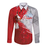 Poland Eagle and Winged Hussar Long Sleeve Button Shirt Grunge Sporty Style