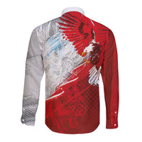 Poland Eagle and Winged Hussar Long Sleeve Button Shirt Grunge Sporty Style
