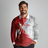 Poland Eagle and Winged Hussar Long Sleeve Polo Shirt Grunge Sporty Style