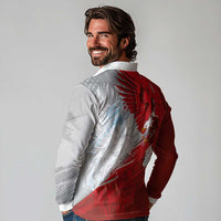 Poland Eagle and Winged Hussar Long Sleeve Polo Shirt Grunge Sporty Style
