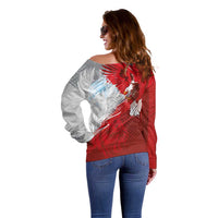 Poland Eagle and Winged Hussar Off Shoulder Sweater Grunge Sporty Style