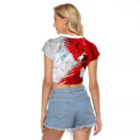 Poland Eagle and Winged Hussar Raglan Cropped T Shirt Grunge Sporty Style