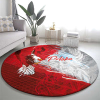 Poland Eagle and Winged Hussar Round Carpet Grunge Sporty Style
