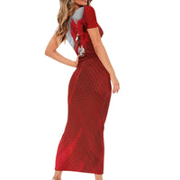Poland Eagle and Winged Hussar Short Sleeve Bodycon Dress Grunge Sporty Style