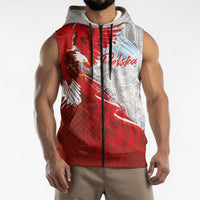 Poland Eagle and Winged Hussar Sleeveless Zip Hoodie Grunge Sporty Style