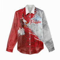 Poland Eagle and Winged Hussar Women Casual Shirt Grunge Sporty Style
