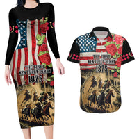 The First Kentucky Horse Racing Couples Matching Long Sleeve Bodycon Dress and Hawaiian Shirt Since 1875 American Flag Vintage Style - Wonder Print Shop