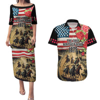 The First Kentucky Horse Racing Couples Matching Puletasi and Hawaiian Shirt Since 1875 American Flag Vintage Style - Wonder Print Shop