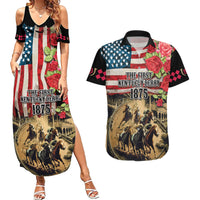 The First Kentucky Horse Racing Couples Matching Summer Maxi Dress and Hawaiian Shirt Since 1875 American Flag Vintage Style - Wonder Print Shop