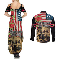The First Kentucky Horse Racing Couples Matching Summer Maxi Dress and Long Sleeve Button Shirt Since 1875 American Flag Vintage Style - Wonder Print Shop