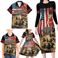 The First Kentucky Horse Racing Family Matching Long Sleeve Bodycon Dress and Hawaiian Shirt Since 1875 American Flag Vintage Style - Wonder Print Shop