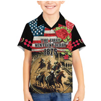 The First Kentucky Horse Racing Family Matching Mermaid Dress and Hawaiian Shirt Since 1875 American Flag Vintage Style - Wonder Print Shop