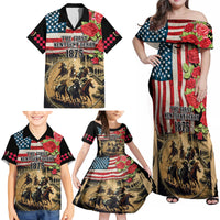 The First Kentucky Horse Racing Family Matching Off Shoulder Maxi Dress and Hawaiian Shirt Since 1875 American Flag Vintage Style - Wonder Print Shop